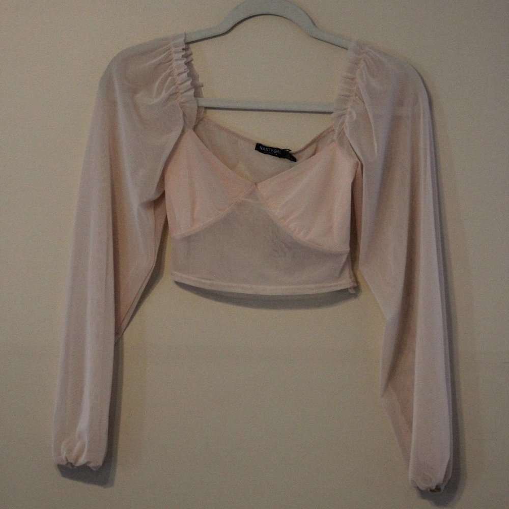 Nasty Gal Sheer Pink Blouse